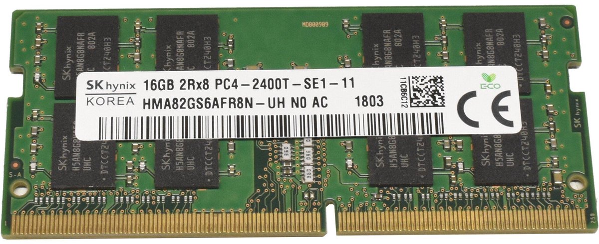 SK Hynix - Laptopgeheugen - HMA82GS6AFR8N-UH - 16GB - DDR4 - SODIMM - 2400T MHz - 1 x 16 GB