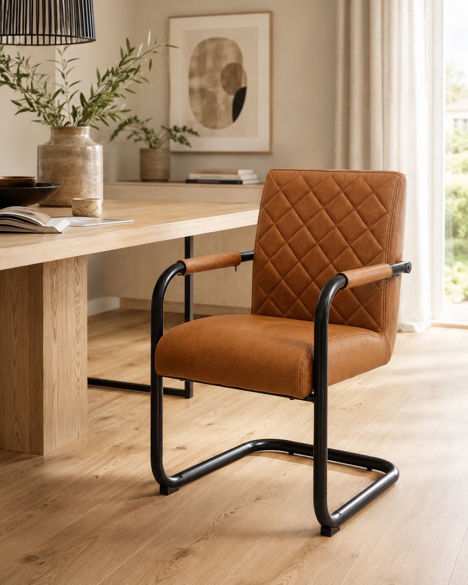 Eetkamerstoel Lynn Micro Leder Cognac