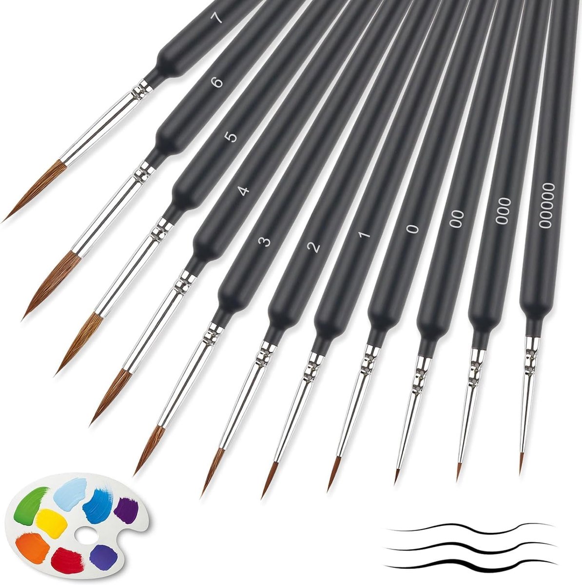 carmdering - Modellbau Pinsel Set - Modellbouw Kwasten Set - Kunstenaarsborstels - Precisie Detailwerk - Droog Borstel Techniek - Duurzaam En Ergonomisch - Ideaal Voor Hobby En Profi - 11 Stuks