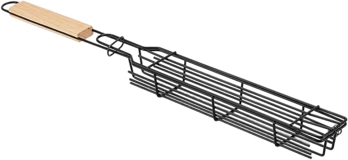 Worst Grillrek - Barbecue Klem - Buiten Koken - Dubbel Net Systeem - 40.79 cm Lengte - Zilver