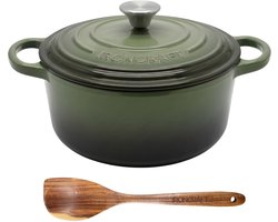 Ozocozy IRONCRAFT Gietijzeren Braadpan 2-4 Personen - 3,5L - Dutch Oven 24 cm - Alle Warmtebronnen…