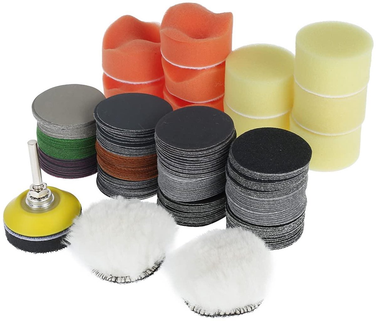 Polijstset - Schuurpapier - Oppervlakken Bewerken - Nat en droog - 195 stuks - Multicolor