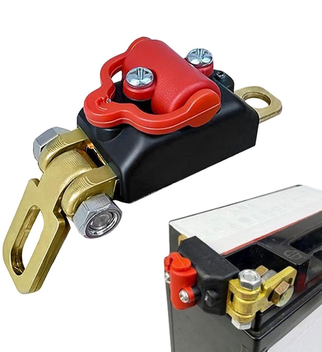 Gereedschap voor het uitschakelen van de accu van de motorfiets | Messing Lekvrij 12 Volt | Accu-onderbrekingsisolator | Voor ATV, Auto, Motorfiets, Boot, Camper, Vrachtwagen, SUV
