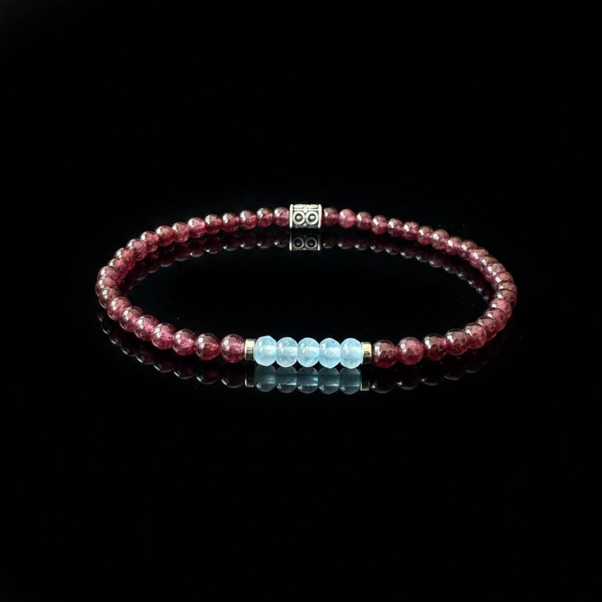 Premium Aventurijn & Onix Armband - 925 Zilveren Merkkraal - Groene Edelsteen Armband - 21 cm