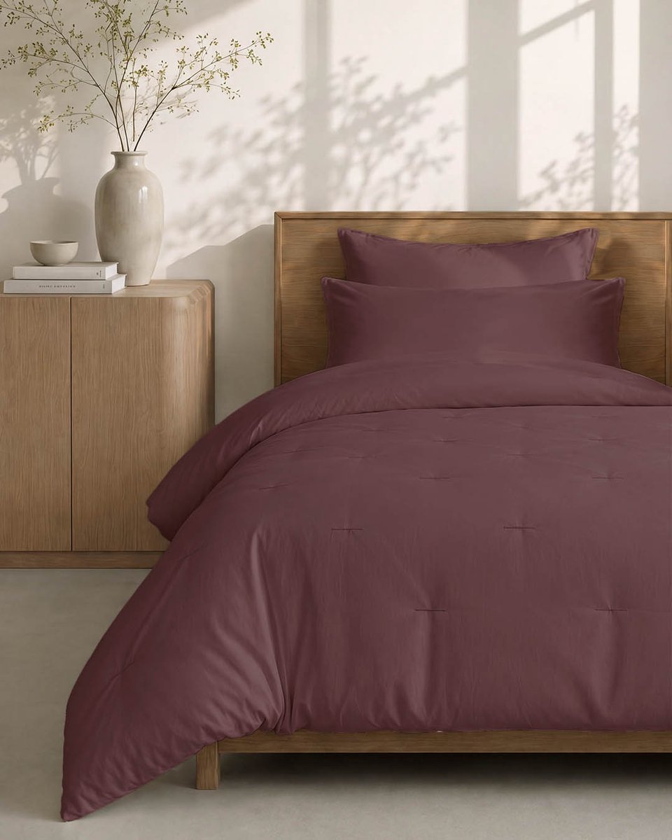 HOOMstyle Wasbaar dekbed zonder overtrek - 140x220 1 persoons met 1 kussensloop - Bordeaux