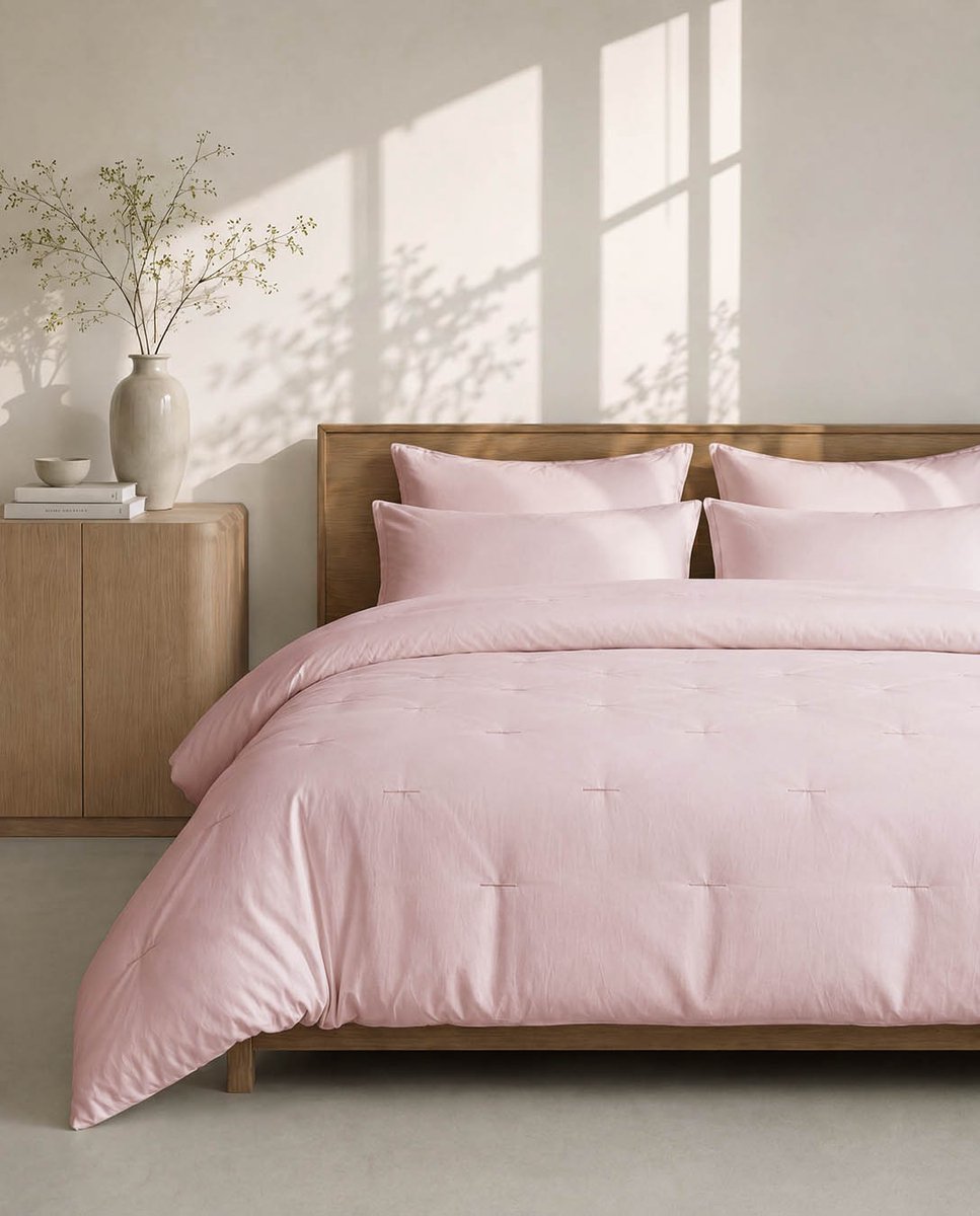 HOOMstyle Wasbaar dekbed zonder overtrek - 200x220 2 persoons met 2x kussensloop - Potpourri Roze