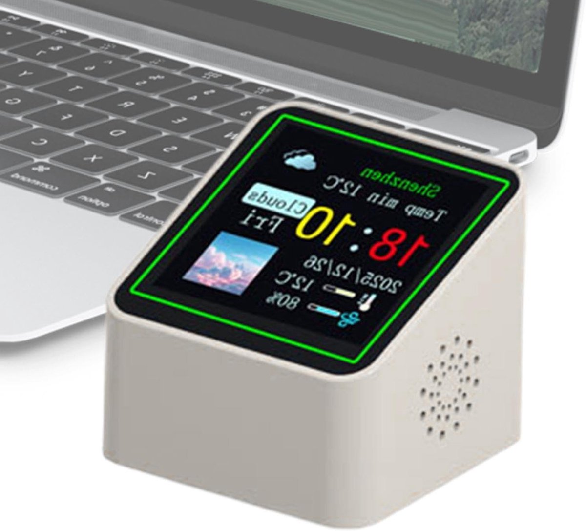 Digitale Klok - Weerstation Monitor - Omgevingsbewaking - LED Weerdisplay - Compact Formaat - Wit