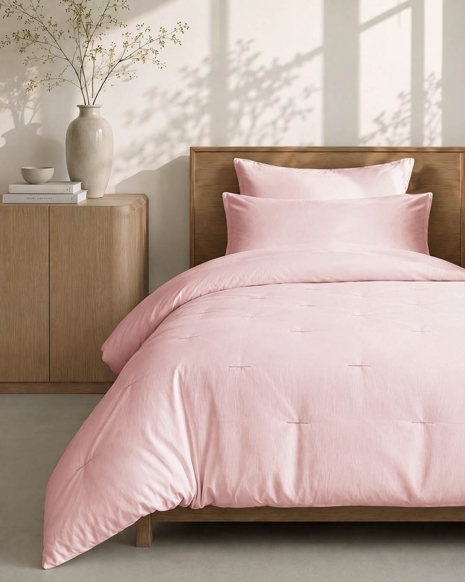 HOOMstyle Wasbaar dekbed zonder overtrek - 140x220 1 persoons met 1 kussensloop - Potpourri Roze