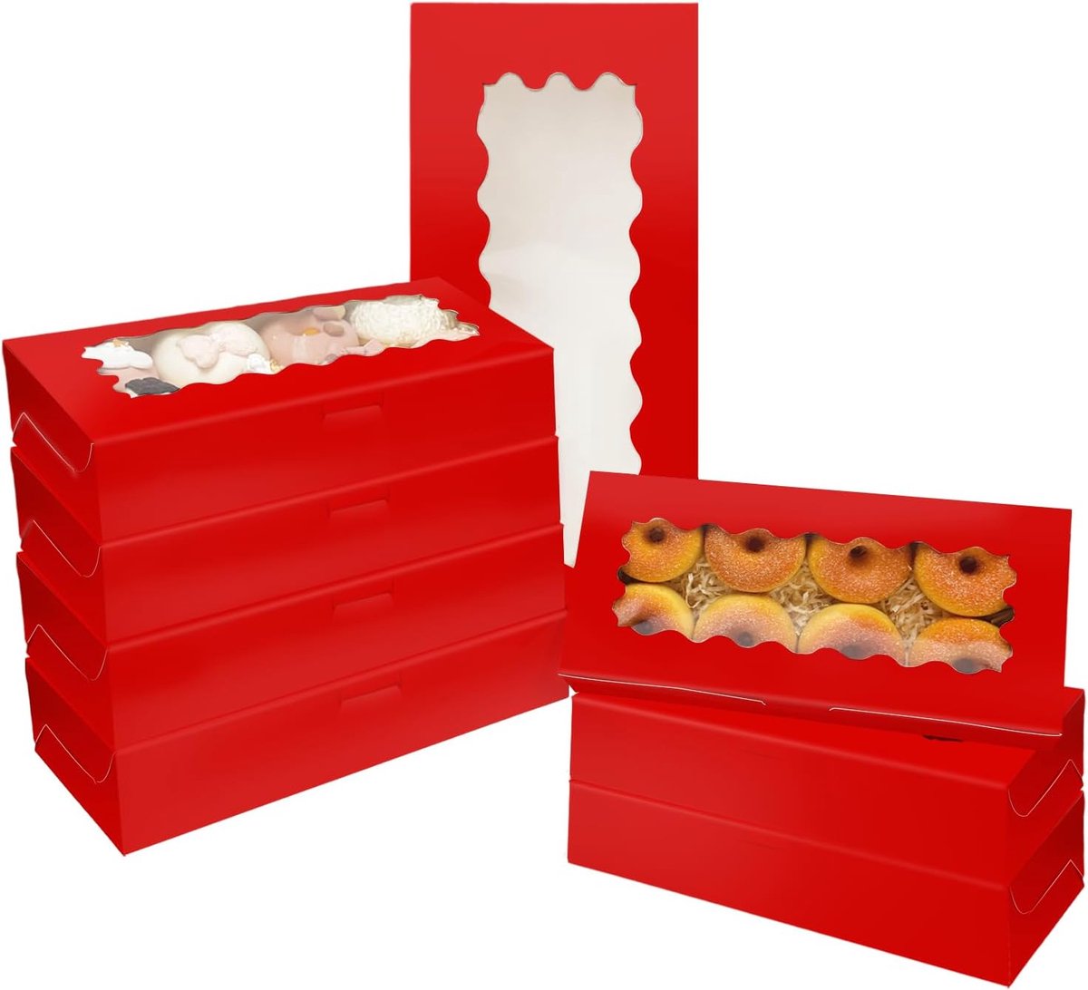 Cupcakedoosje - 30.5 x 14 x 6.3 cm - Rood - Met Tray en Venster - Gebaksdoos - Perfect Voor Cupcakes, Desserts en Meer - 15 stuks - Cupcakedozen - van Imperatoris
