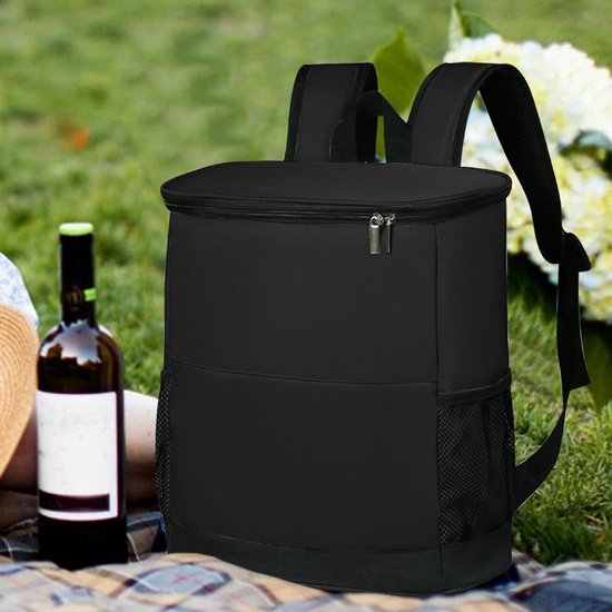 Geïsoleerde koelrugzak - Lunchtas Ijskist - Eten Bewaren - Lekvrij Ontwerp - Meer dan 16 blikjes - Zwart — afbeelding 4