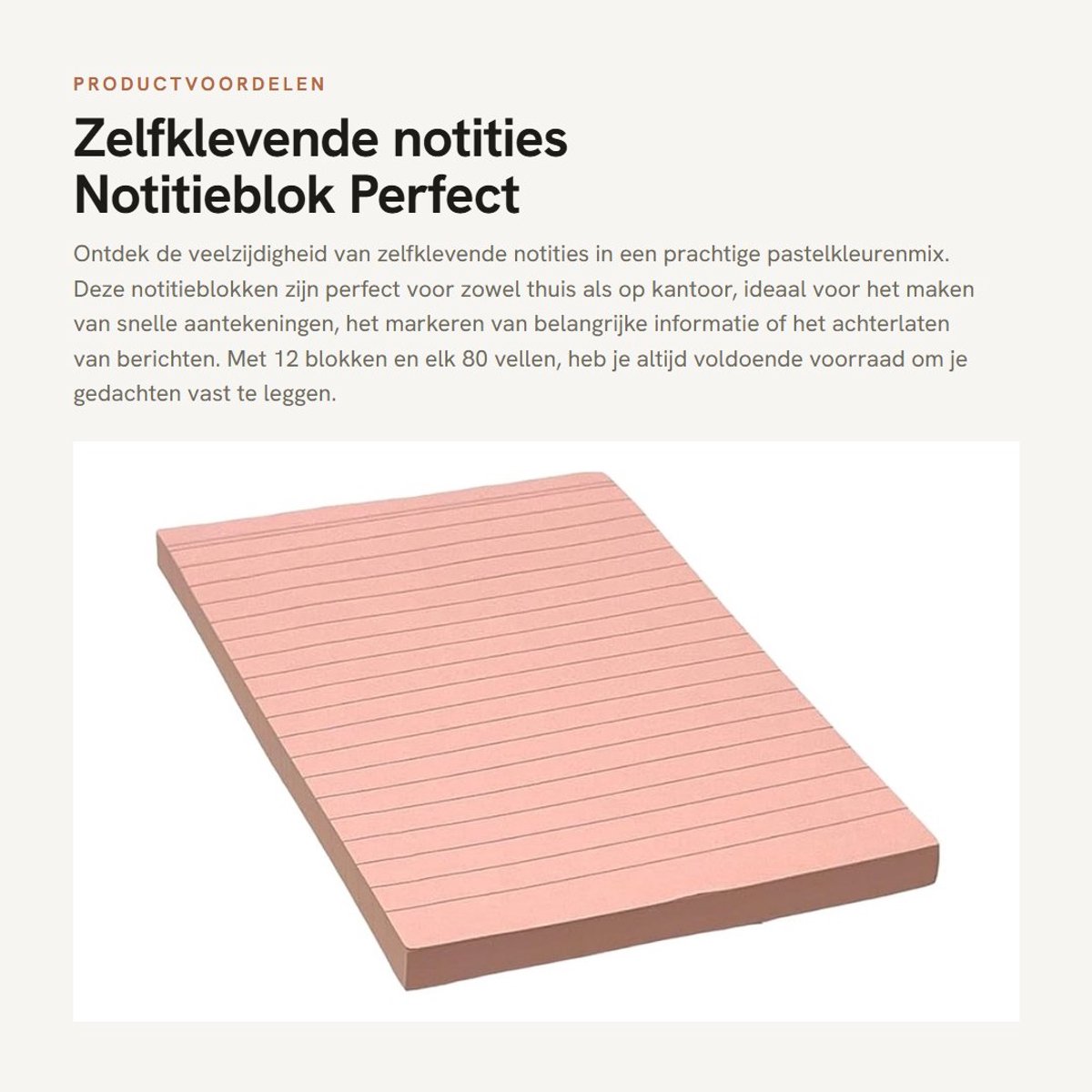 Dailygoods- Zelfklevende Notities Pastelkleuren Mix - 12 Blokken - 80 Vellen per Blok - Gelinieerd - 148 x 100 mm - Geurloos en Oplosmiddelvrij - Plaknotities