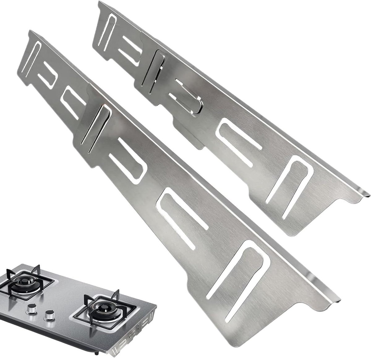 Kookplaat Afdekking Aftrekbare Beschermer Keuken Schoonhouden Flexibel Verstelbaar 35x10cm Zilver