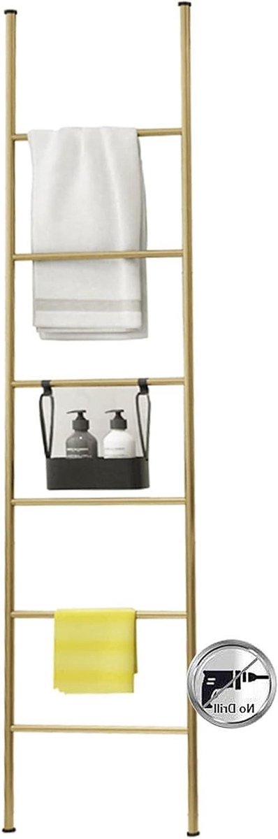 Handdoekladder - Dekenrek - Badkamer Organisatie - 6 Lagen - 170 cm Hoog - Zwart