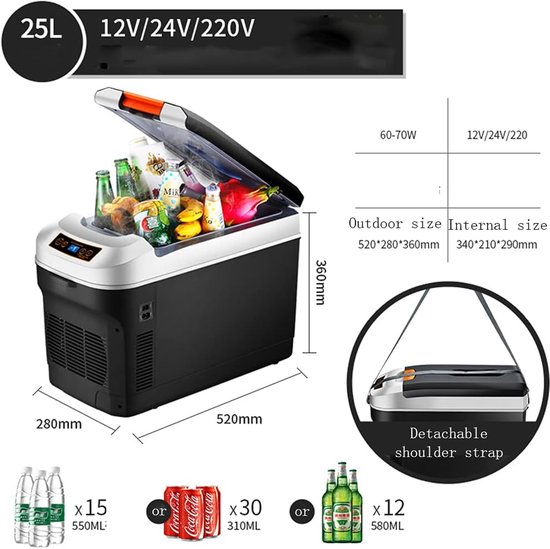 Elektrische Koelbox - Mini Koelkast - Reizen en Outdoor - Verwarmen en Koelen - 25 Liter - Zwart — afbeelding 4