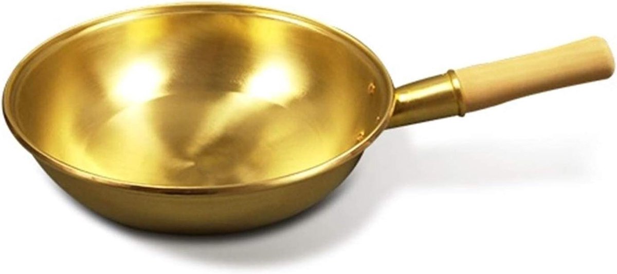 Koperen Wokpan Koekenpan Gietijzer Aziatisch Koken Handgemaakte Gietijzer 34 cm Koper