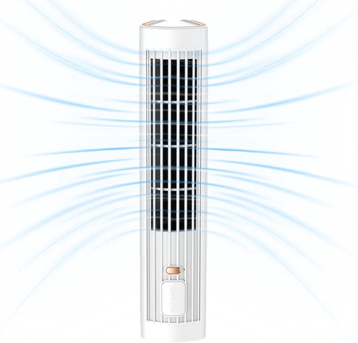 KZQ Bladloze Torenventilator Voor Slaapkamer - Usb Herlaadbaar Met 3 Snelheden 1200mAh Batterij - Stille Staande Ventilator Mini Verticale Airco Voor Woonkamer Kantoor En Thuis - Wit