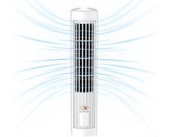 KZQ Bladloze Torenventilator Voor Slaapkamer – Usb Herlaadbaar Met 3 Snelheden 1200mAh Batterij – Stille Staande Ventilator Mini Verticale Airco Voor Woonkamer Kantoor En Thuis – Wit
