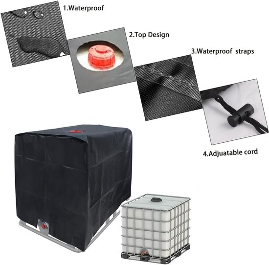 waterdichte beschermhoes - 120 x 100 x 116 cm - emmerhoes - Waterdichte Barbecue beschermhoes - zonbeschermingshoes - waterdicht - stofdicht en warmte-isolerend - containerhoezen - zwart