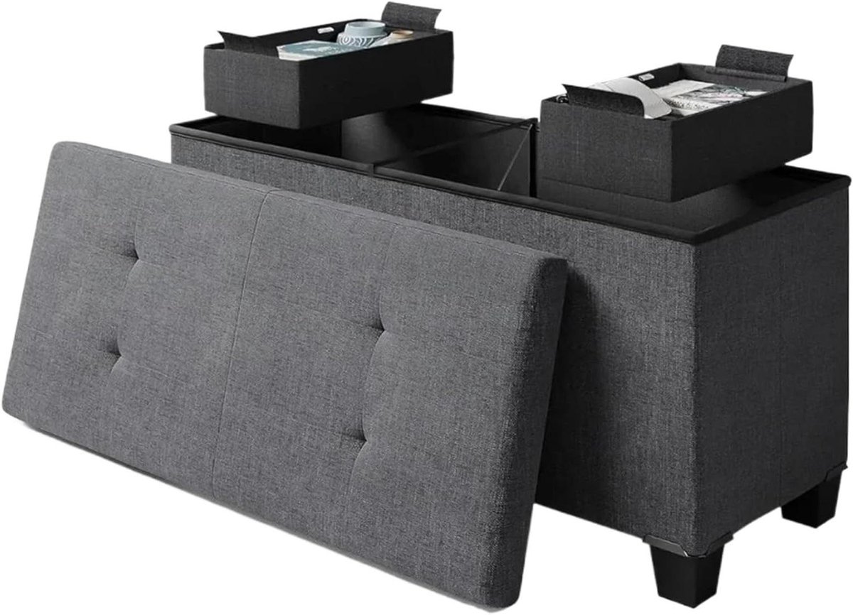 Opbergbank - Opbergkruk - Thuisopslag - Ruime opslag - 30-inch - Grijs