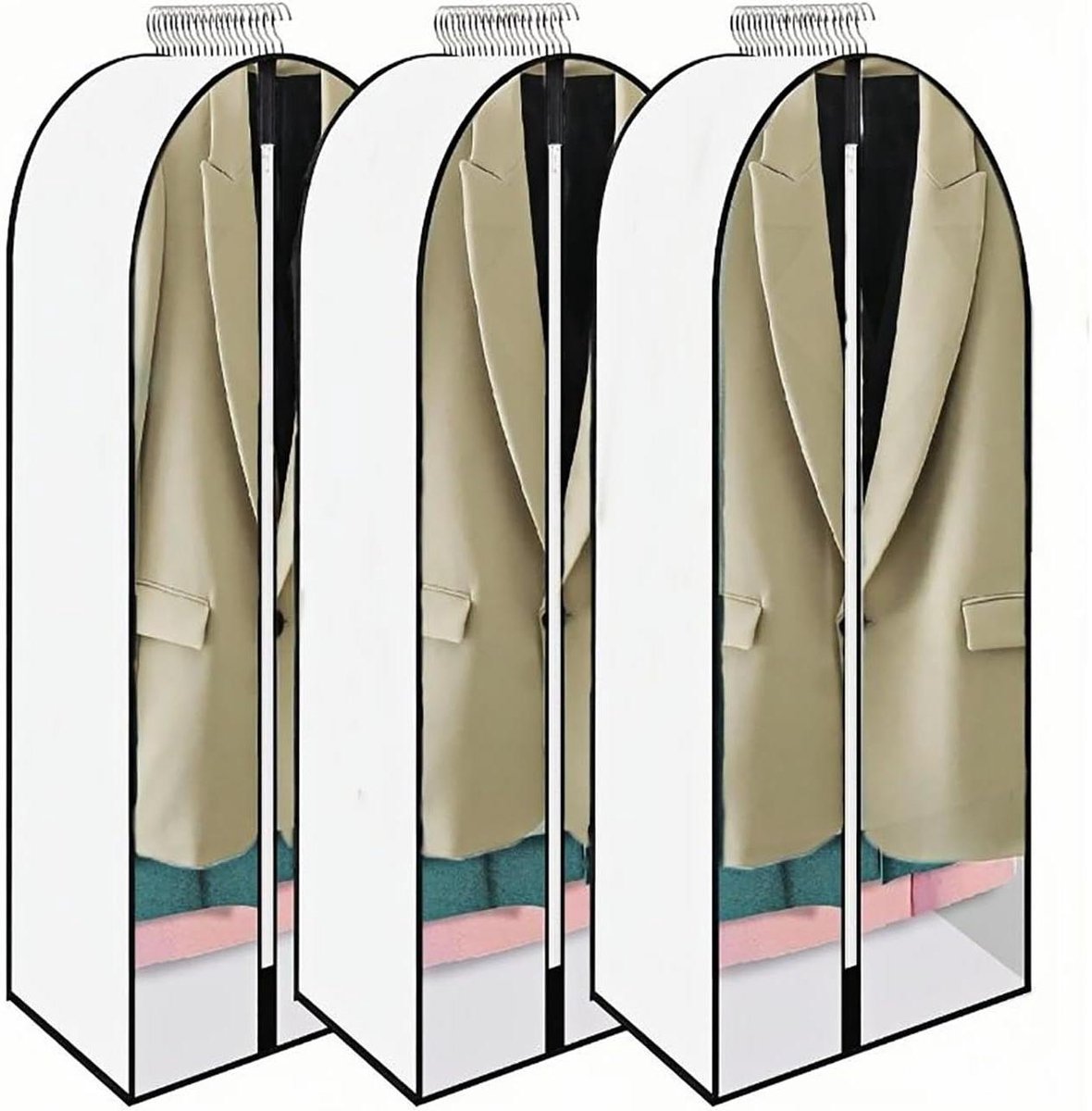 Kleding Hoes - Opberghoes Set - Kleding Beschermen - Stof- en Vochtbestendig - 3 Maten - Wit