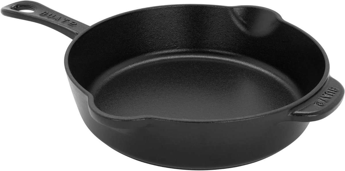 Gietijzeren Koekenpan - Diepe Koekenpan - Koken en Braden - Getextureerd Emaille Interieur - 21.5 cm - Zwart
