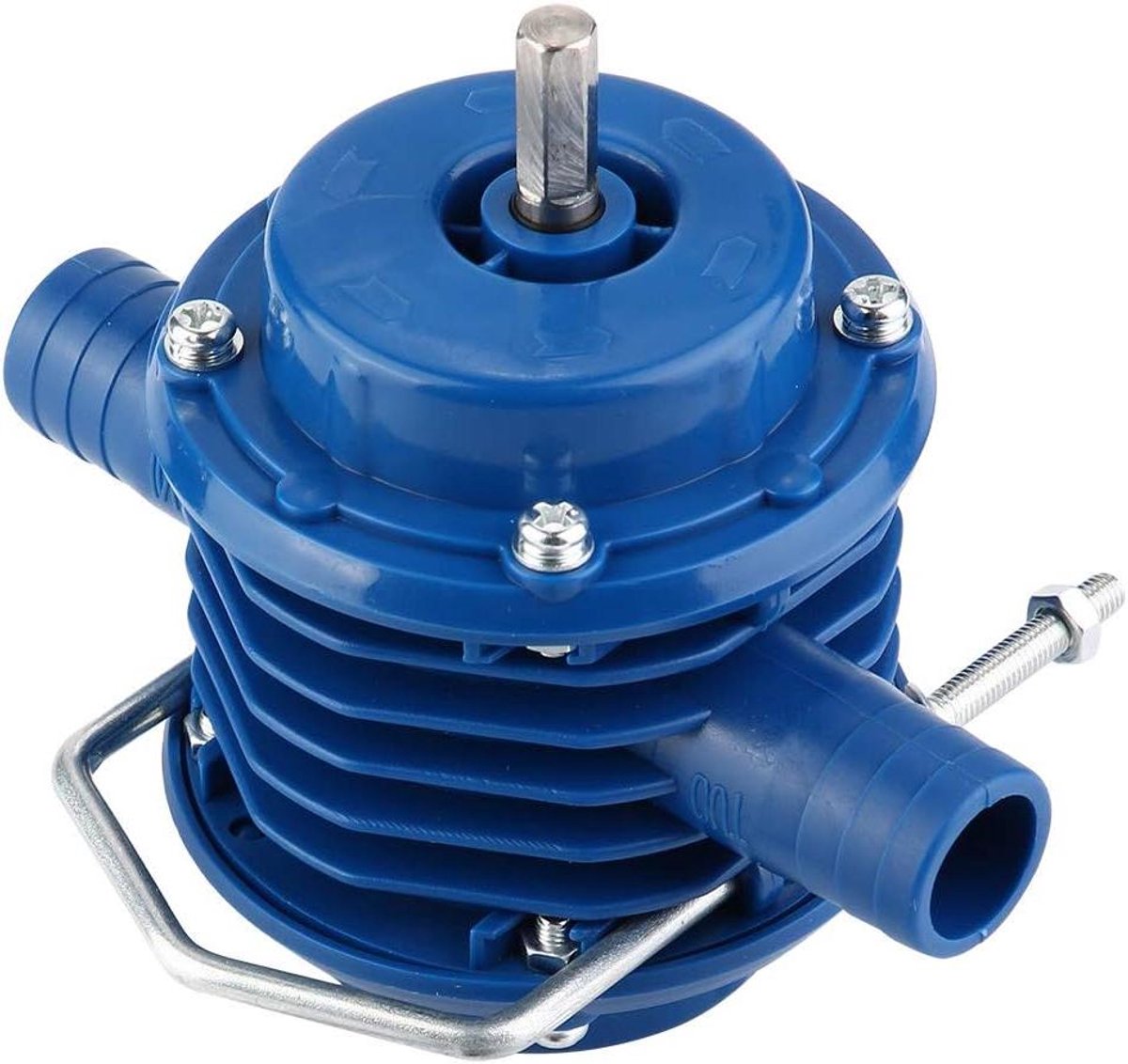 Elektrische Boormachine Waterpomp - Zelfaanzuigende Pomp - Water Verpompen - Roestvrij Staal en Kunststof - 125 mm - Blauw