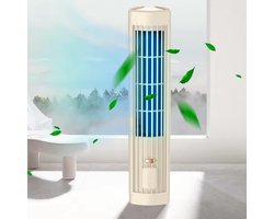 KZQ Bladloze Torenventilator Voor Slaapkamer – Usb Herlaadbaar Met 3 Snelheden 1200mAh Batterij – Stille Staande Ventilator Mini Verticale Airco Voor Woonkamer Kantoor En Thuis – Kakie