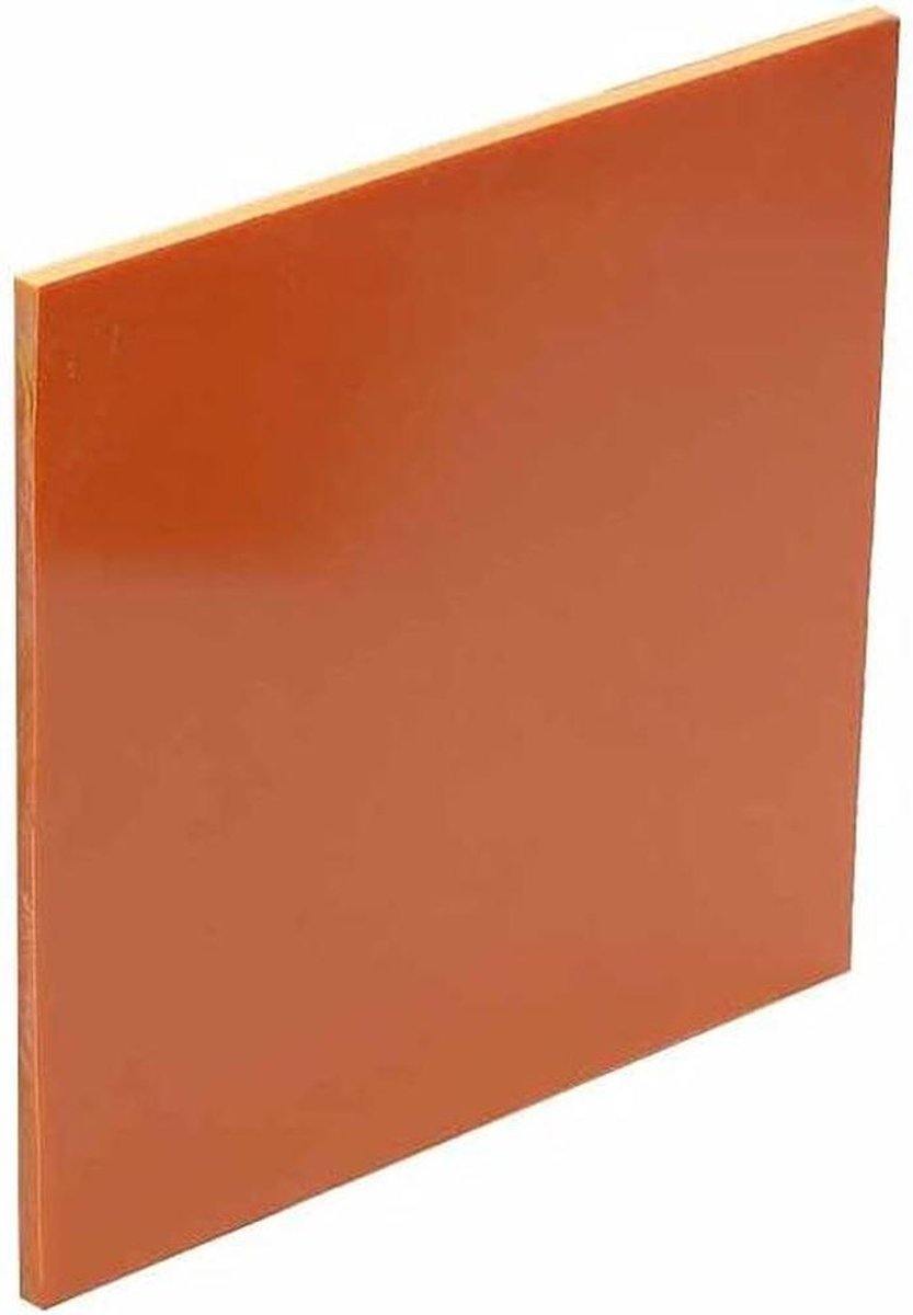 Isolatieplaat - Bakelietpaneel Fenolisch bord - Elektronica Projecten - Hoge Temperatuur Bestendig - 250 x 250 x 5 mm - Oranje
