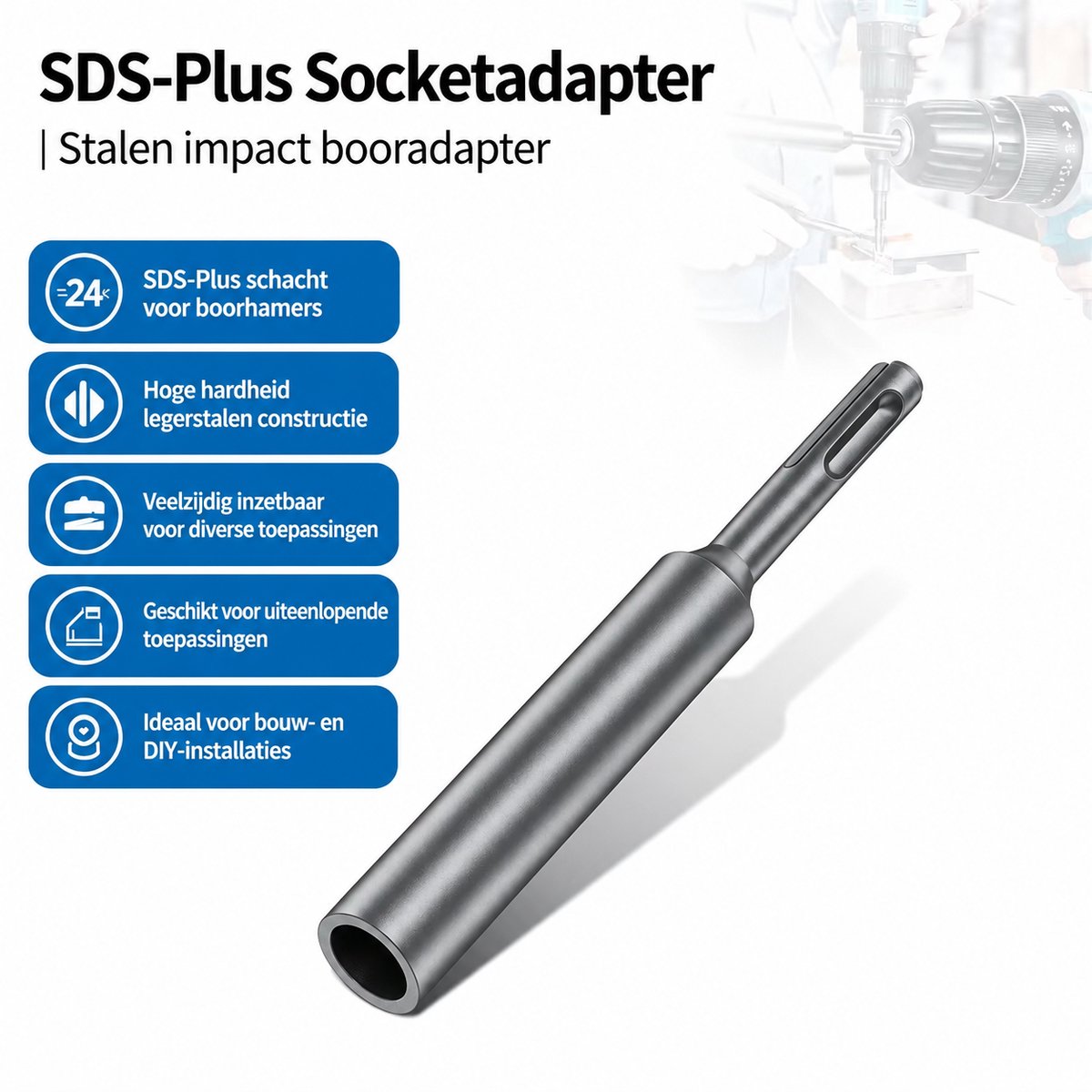 SDS & SDS-Plus Grondpen Inslagadapter 10 mm