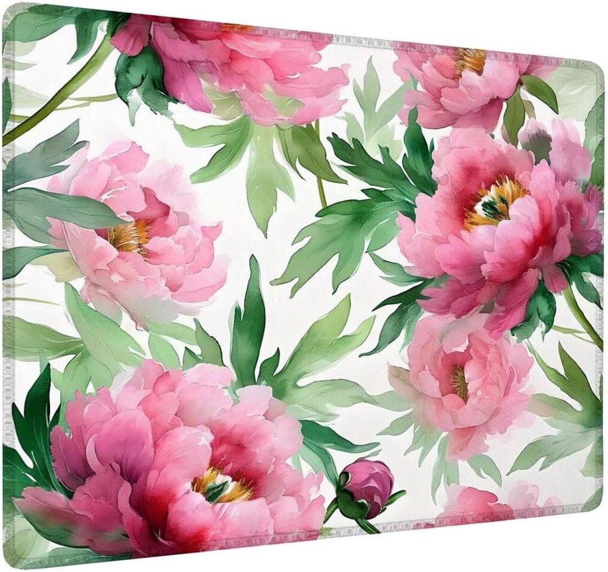 Muismat Bloemen - Bureaumat Mini - Draadloos Gebruik - Gestikte Randen - 200x150x3mm - Roze