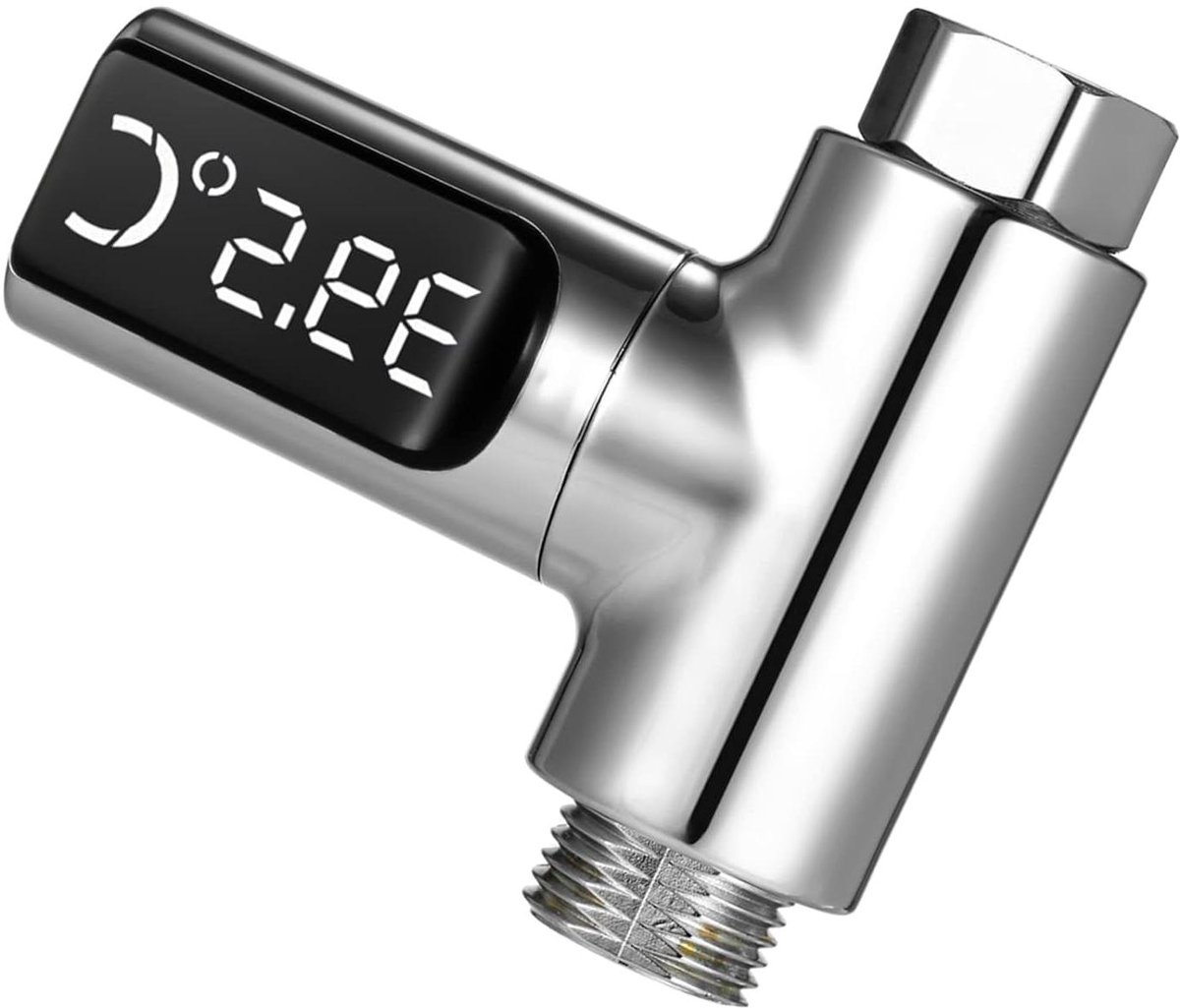 Douchethermometer Digitaal - Watermeter Bad - Veilig Douchen - Zelfstroom Opwekking - 5-85 Graden - Zilver
