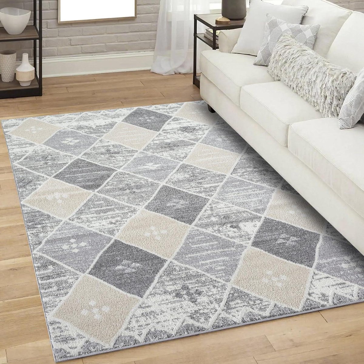 Laagpolig Woonkamer Tapijt - Moderne Vloerbedekking - Interieur Verfraaien - Subtiel 3D Ef