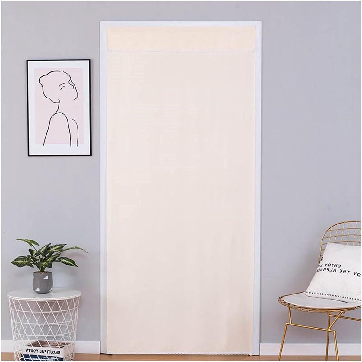 Deur Gordijn - Paneel Gordijn - Ruimte Verdelen - Insecten Weren - 100x200 cm - Beige