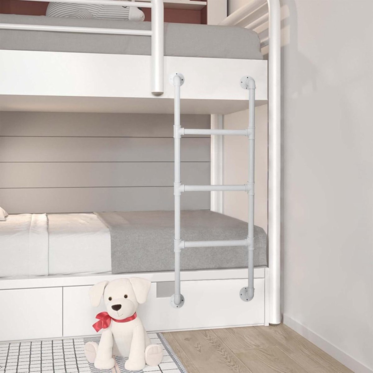Stapelbedladder Metaal - Zolderladder Klimladder - Veilig Bereiken - Ruimtebesparend Wandmontage - 190 cm - Zwart