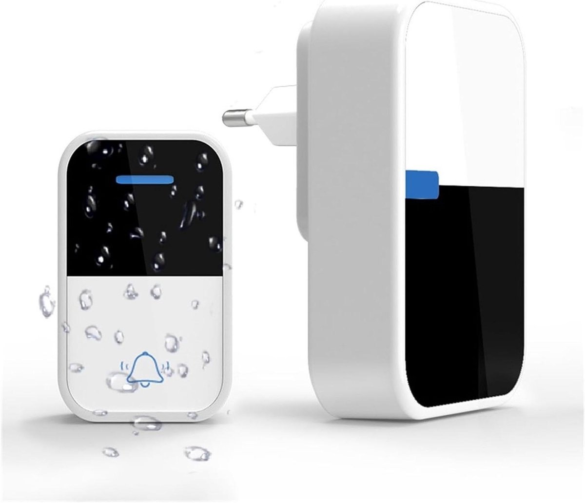 Draadloze deurbel Zelfaangedreven buiten waterdichte Smart Home deurbel 38 muziek schakelende E/U-stekker Geen batterij nodig (Color : A, Size : E/U plug)