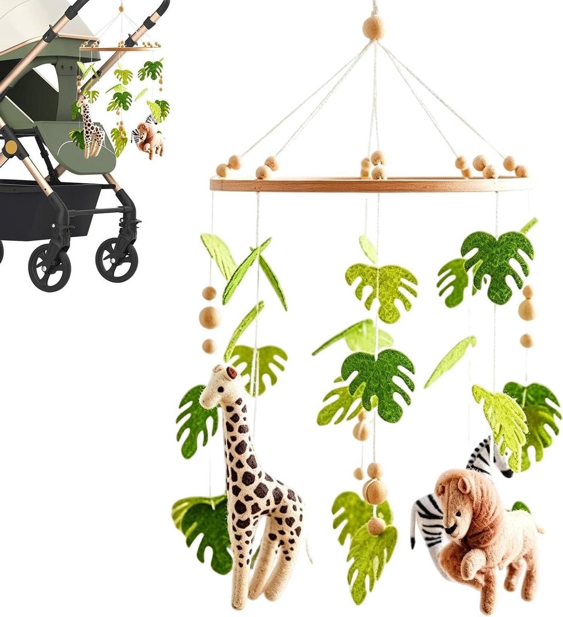 Babybed Mobiel - Speelgoed Mobiel - Babykamer Decoratie - Liefdevolle Dierenmotieven - 51 x 24 cm - Multicolor
