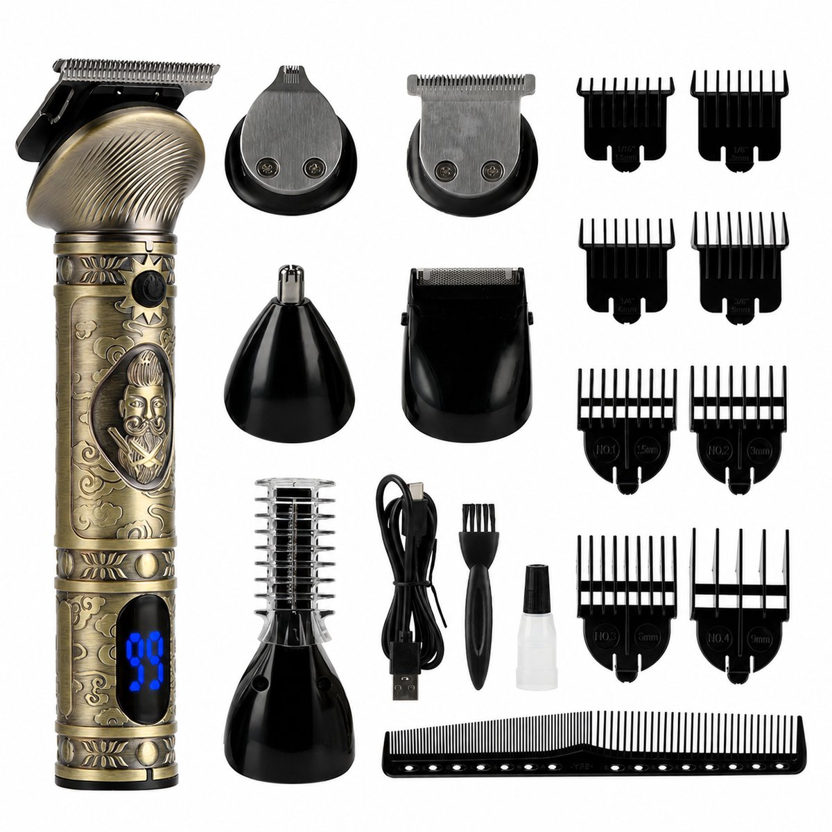 Beardsmen Club 6-in-1 Baardtrimmer - USB-C, 150min batterij