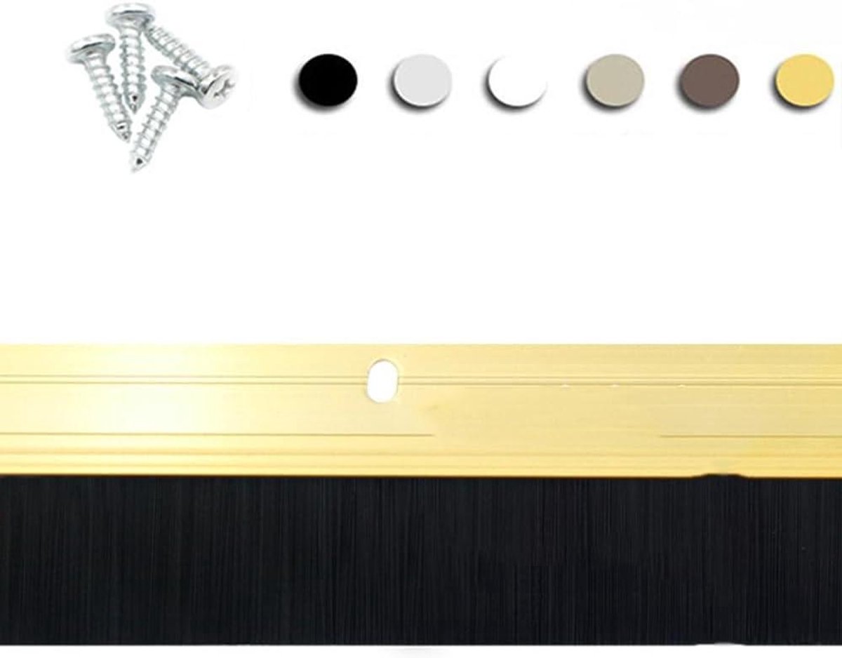 Deurborstel Sweep - Tochtstrip Deur - Tocht Buiten Houden - Aluminium Houder PP Borstel - 39 inch - Goud