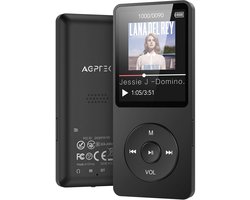 AGPTEK MP3 Player 32GB with Speaker, 70 Hours Battery Life, Small and Classic Sports MP3 with 1.8 Inch Screen, FM Radio, Recording (without Bluetooth), TF Card up to 128GB, Black