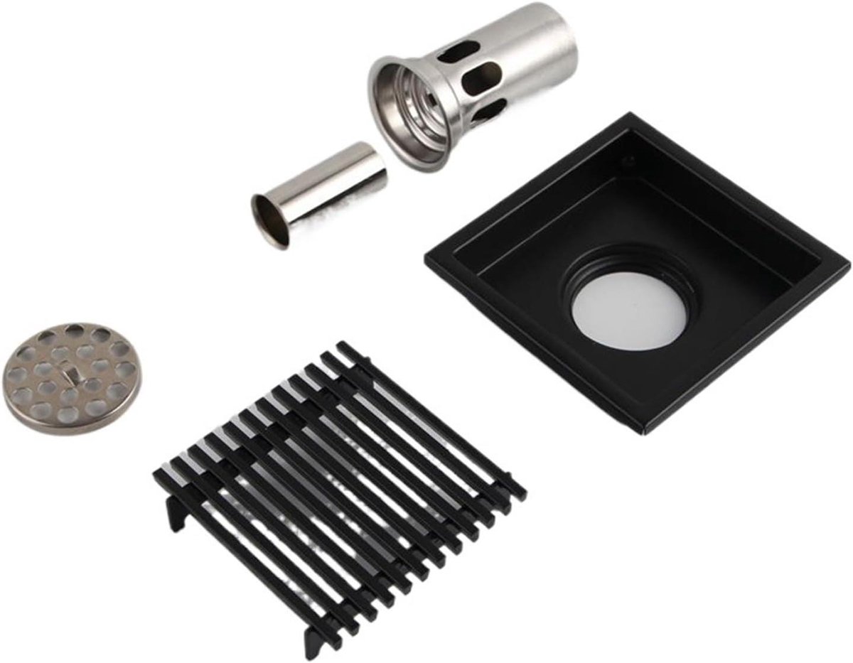 Afvoer Haarvanger - Douche Zeef - Verstopping Voorkomen - Stevig Roestvrij Staal - 110 mm - Zwart