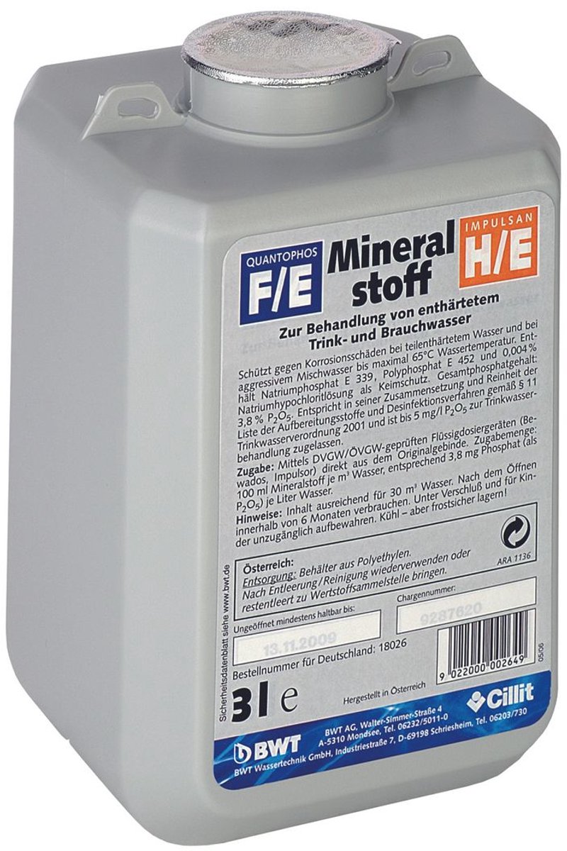 BWT-doseringsmiddel voor drinkwater Quantophos, Impulsan F4 / H4, 18025E