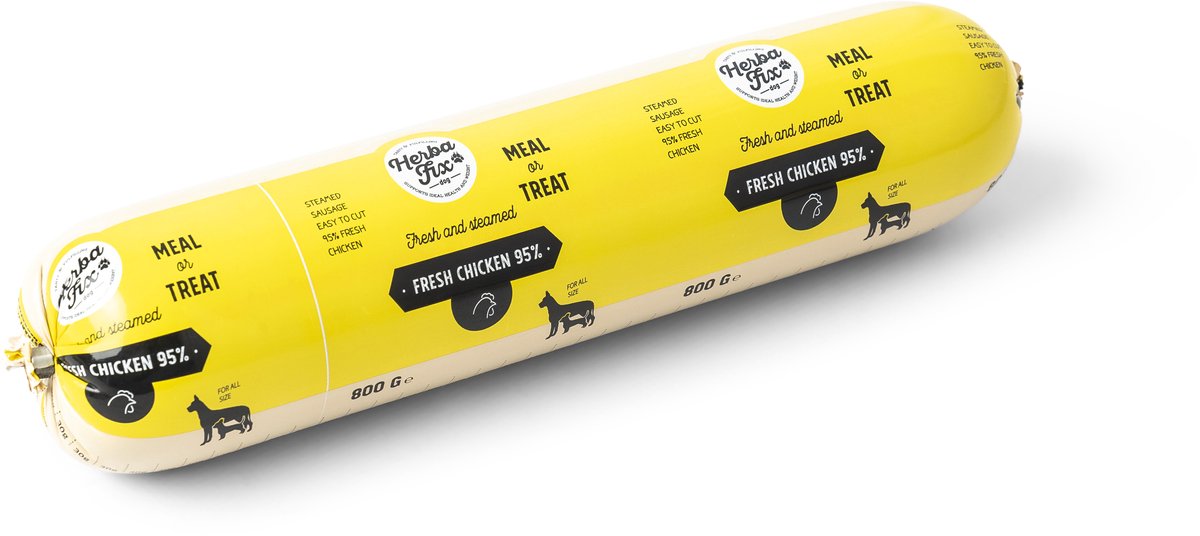 Herbafix Gestoomde Worst Kip - 6 x 800 g - 95% Vlees Meal or Treat