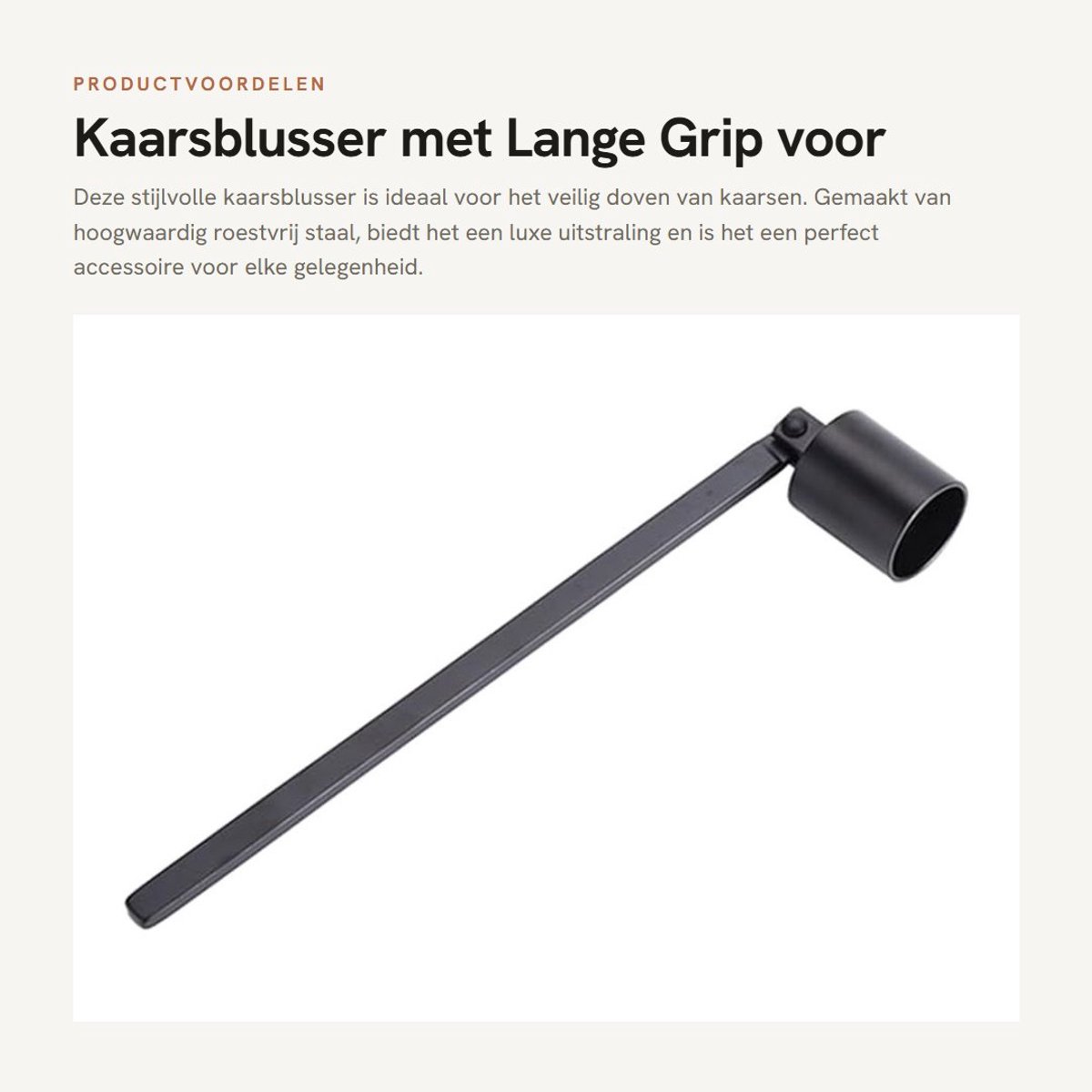Dailygoods- Kaarsblusser Hoogwaardig Roestvrij Staal - Lontknipper - Kaarsaccessoire - Bruiloft - Verzorging - Schattige Afmetingen 19 x 2,3 cm