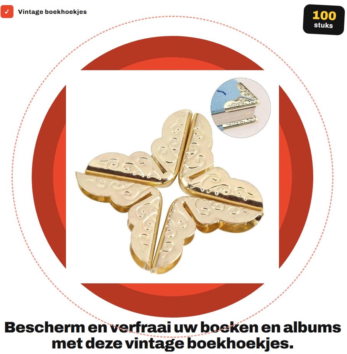 Dailygoods- Boekhoekjes 100 Stuks - Hoekbeschermer - Scrapbooking - Fotoalbums - Notitieboeken - Hoogwaardige Kwaliteit - Hoekbeschermers