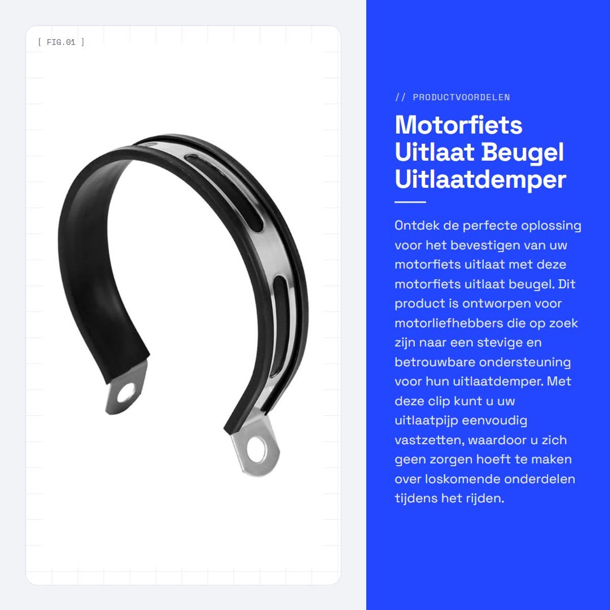 Dailygoods- Uitlaatbeugel Kwaliteit - Motorfiets Uitlaatdemper - Ondersteuning Hanger - Riem Beugel - Universeel - Roestvrij Staal - Uitlaatclip