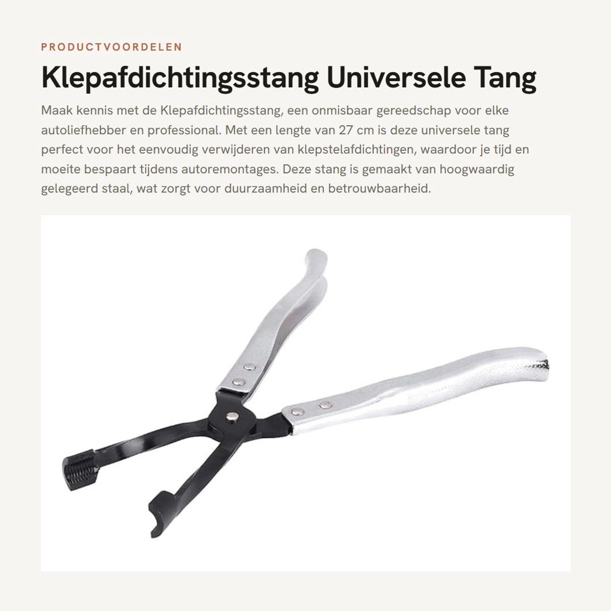 Dailygoods- Klepafdichtingsstang 27 cm - Universele Tang - Gereedschap voor Verwijderen - Standaard USA - Roestvrij Staal - Kwaliteitsproduct