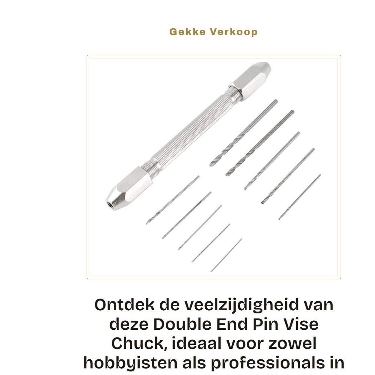 Dailygoods- Pin Vise Dubbelzijdig - 10-delige Boorset - Messing/Gegalvaniseerd - Handwerk/Sieraden - Horlogemaker - Geschikt voor huisverbetering - Bankschroef
