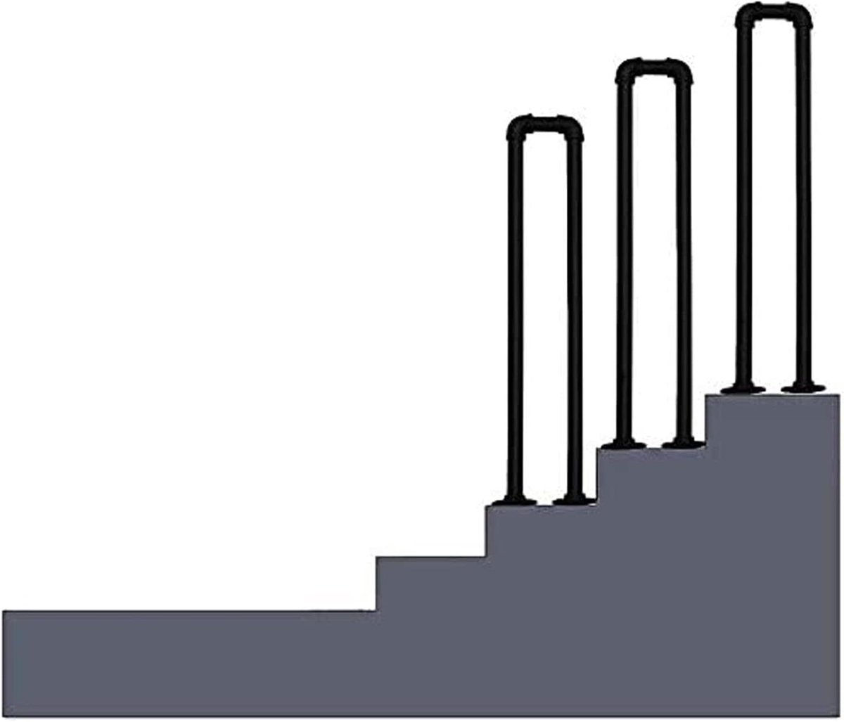 Trapleuning Buitentrap - Veiligheidshandgreep Trap - Veilig Traplopen - U-vormig Smeedijzer - 95cm - Zwart