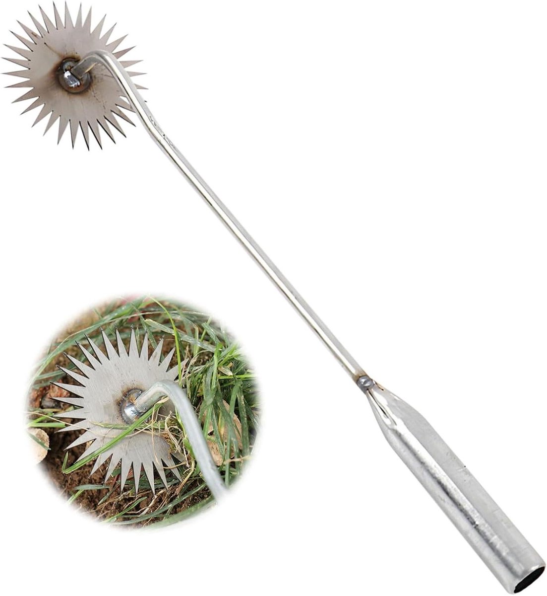 Tuin onkruid gereedschap - Wiedhark - Onkruid verwijderen - 4 tanden mangaanstaal - 30 cm steel - Zilver