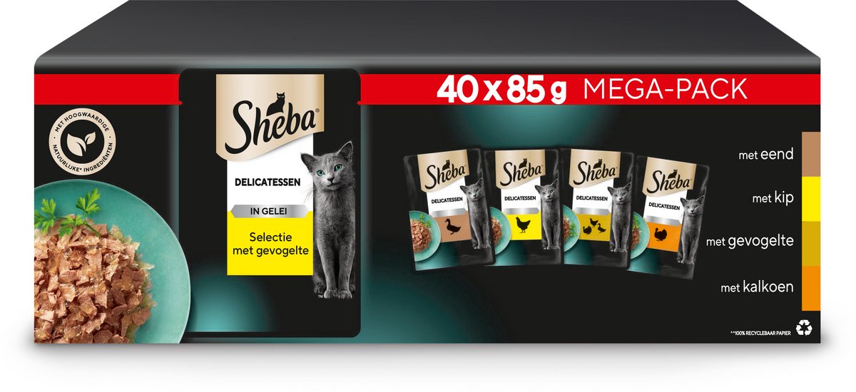 Sheba Sheba Kattenvoer - Délicatesses - Gevogelte in Gelei - 40x85g Mega-Pack